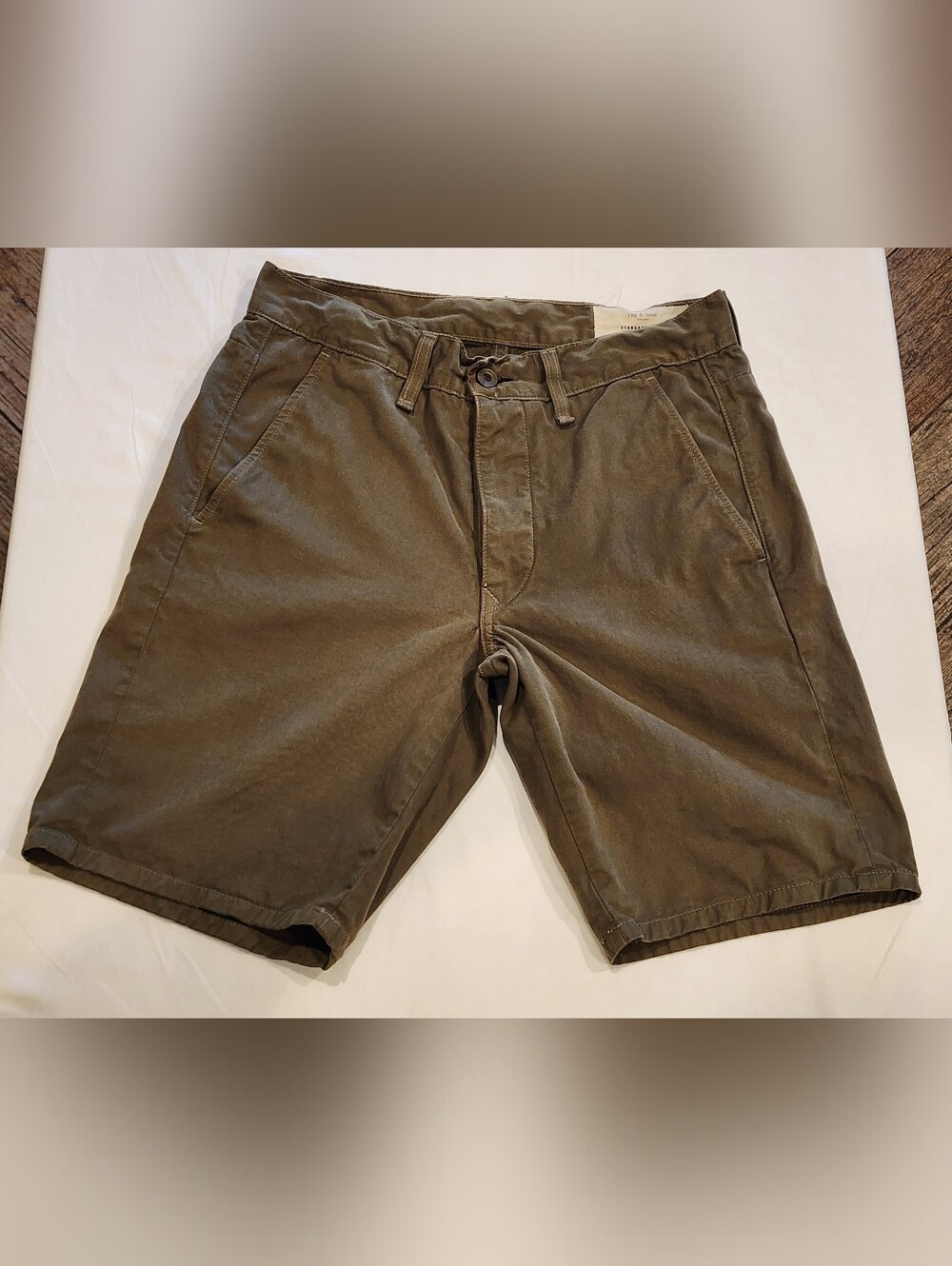 rag & bone Olive Green Flat Front Men's Shorts